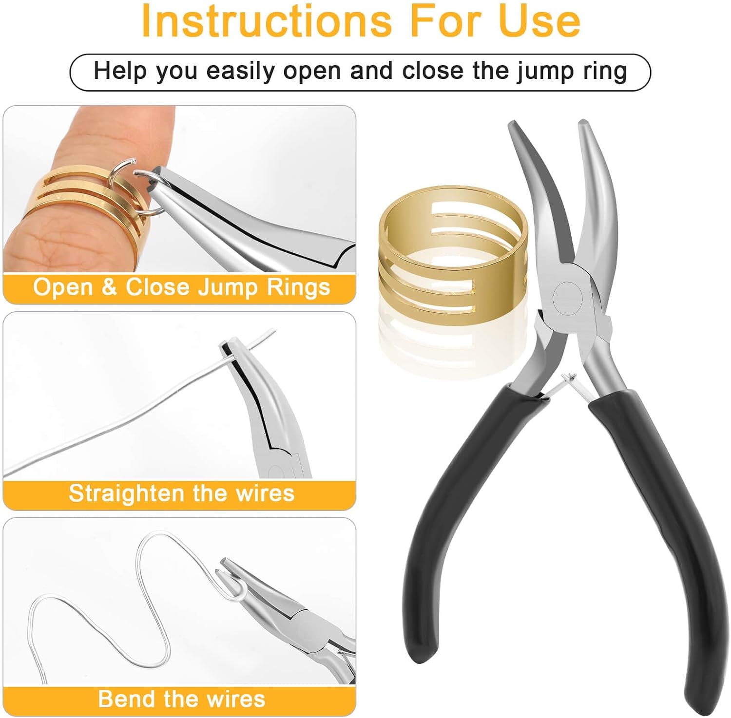 1200PCS Jump Rings for Jewelry Making Kit, Jump Rings and Necklace Clasps with Jump Ring Pliers Tools for Jewelry