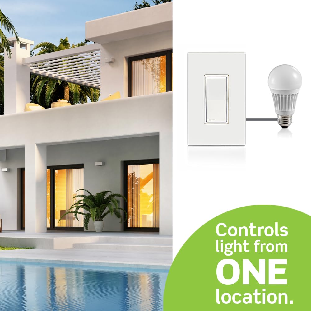 Leviton 15 Amp Decora Weather-Resistant Single-Pole Switch, W5601-2W, White