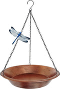 Hanging Bird Bath & Feeder, 11.5 Inch Antique Copper Metal Birdbath Bowl
