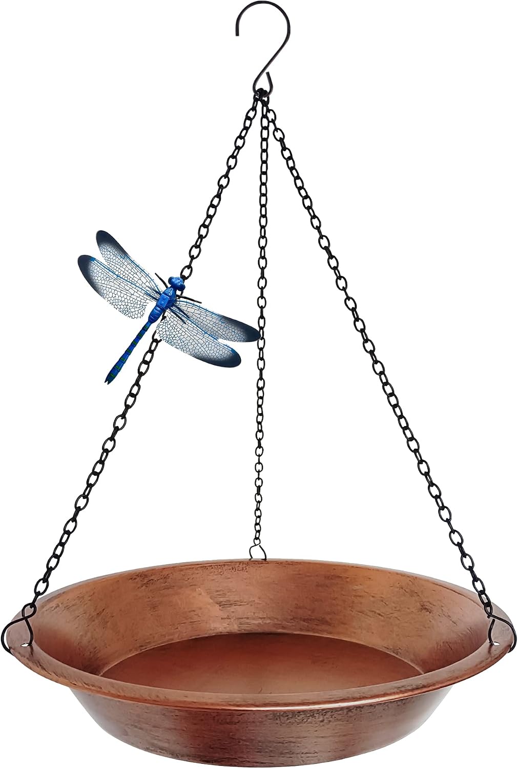 Hanging Bird Bath & Feeder, 11.5 Inch Antique Copper Metal Birdbath Bowl