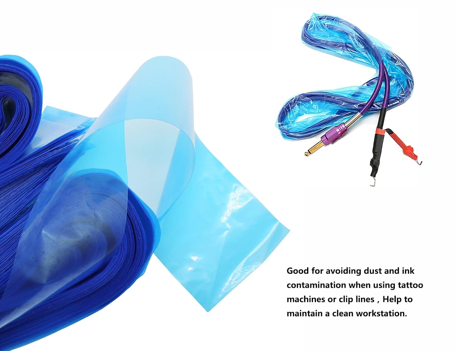 100PCS Tattoo Clip Cord Sleeves,Box Plastic Clip Cord Sleeves blue,Disposable Hygiene Clip Cord Covers,One Box of