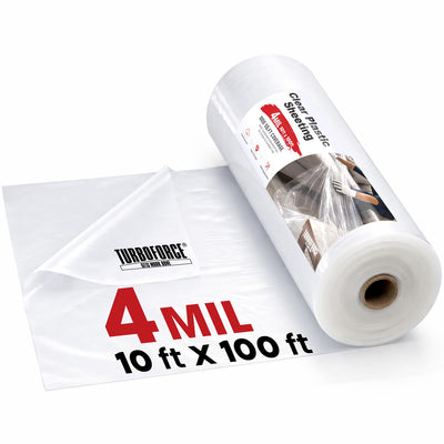 4 Mil Clear Plastic Sheeting (10' x 100') - Heavy Duty, Waterproof, UV Resistant Polyethylene Sheeting Roll for