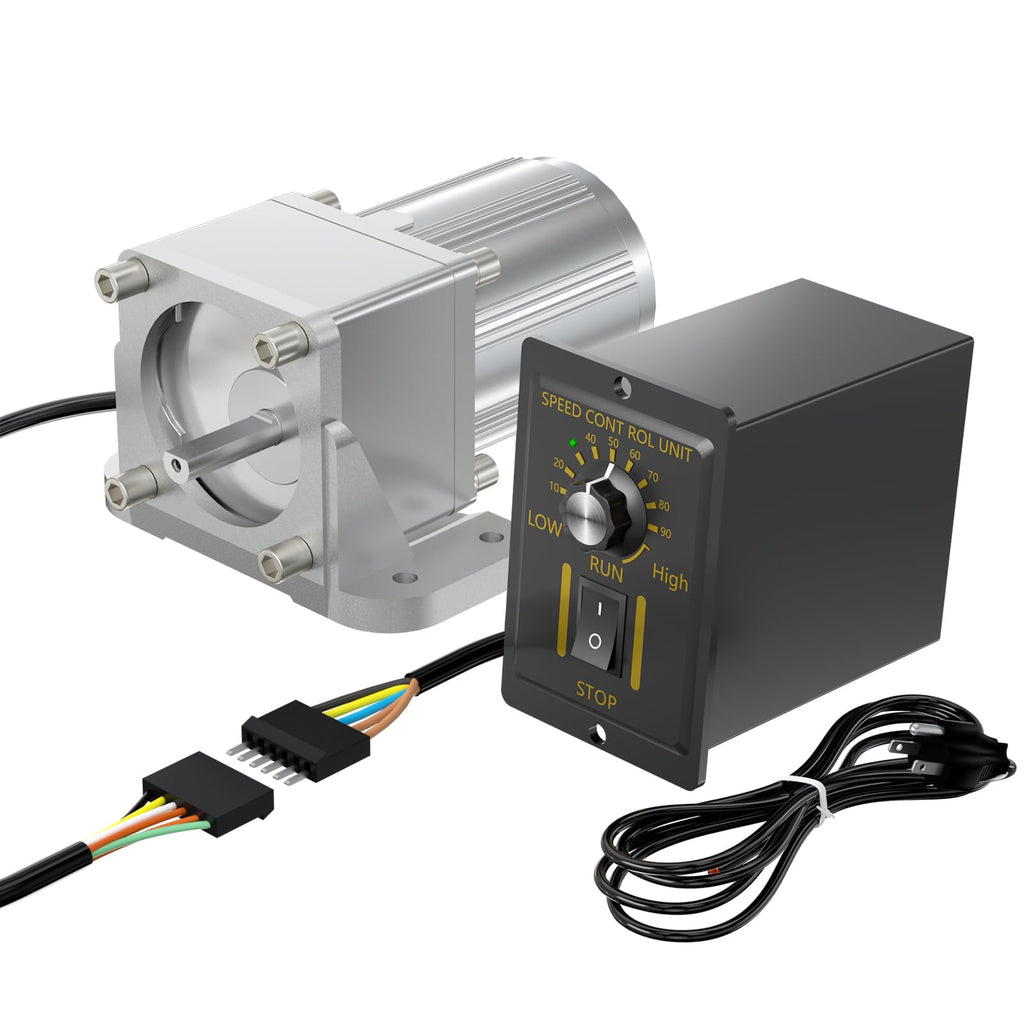 Bemonoc 6W AC 110V 150RPM Adjustable Variable Gear Reducer Motor with Speed Controller & Bracket for Industry