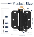3-Pack 3.5 Inch Self Closing Door Hinges,5/8" Radius Corners,Black
