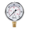 SENCTRL 0-600 Psi Liquid Filled Pressure Gauge, 1/4" NPT Lower Mount