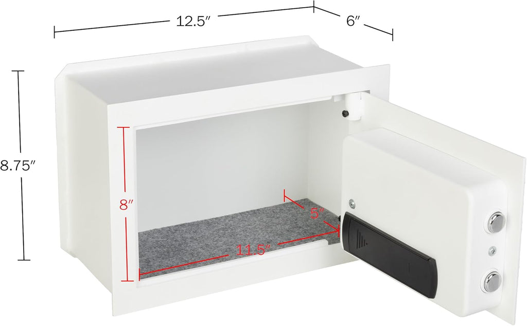 Wall Safe - Digital Safety Box with Passcode for Quick Access and Backup Key - Personal Safe for Cash or Jewelry