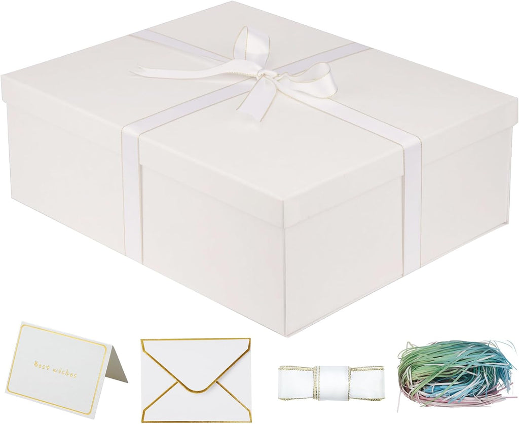 Large White Gift Box with Lid 16.5x13x5.5 inches