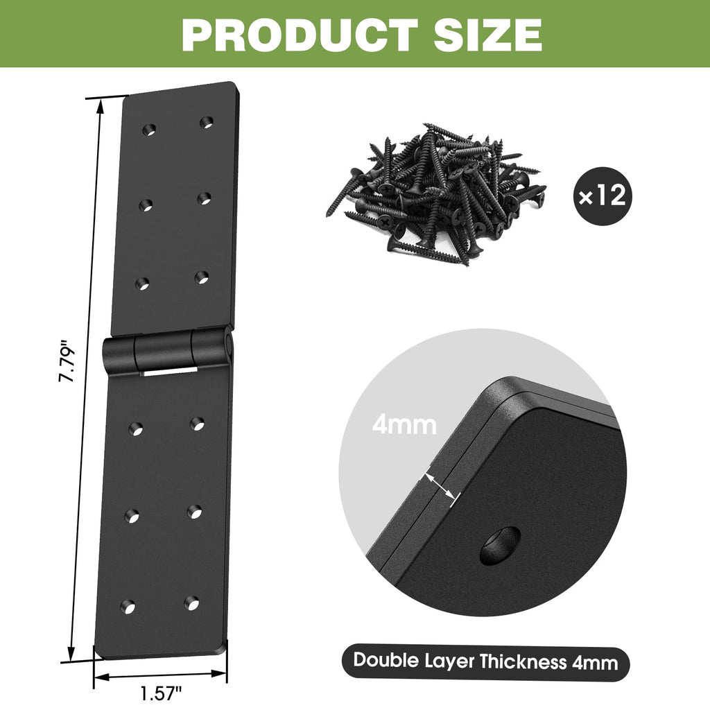 Gate Hinges,270° Solid Double Layer Butt Hinge for Gates,Fence Doors