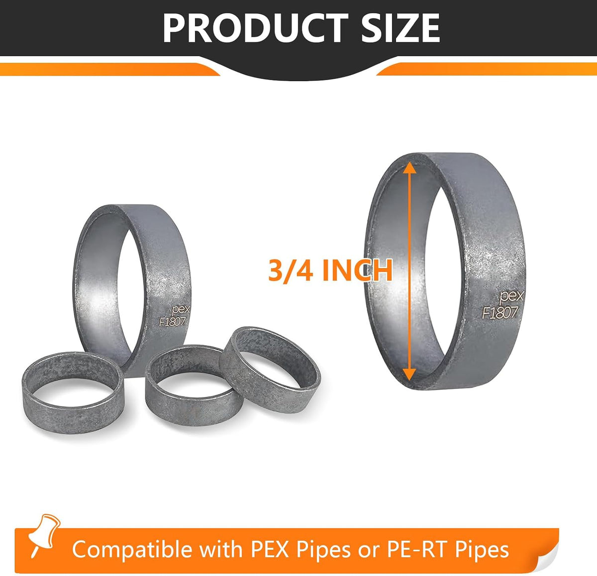 100PC HeSun 3/4" Bottled PEX Copper Ring, PEX-B Crimp Ring(CLAMP025-100)