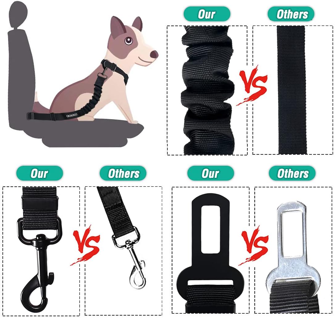 Dog Seat Belt,3 Piece Set Retractable Dog Car Harness Adjustable Dog Seat Belt for Vehicle Nylon Pet Safety Seat