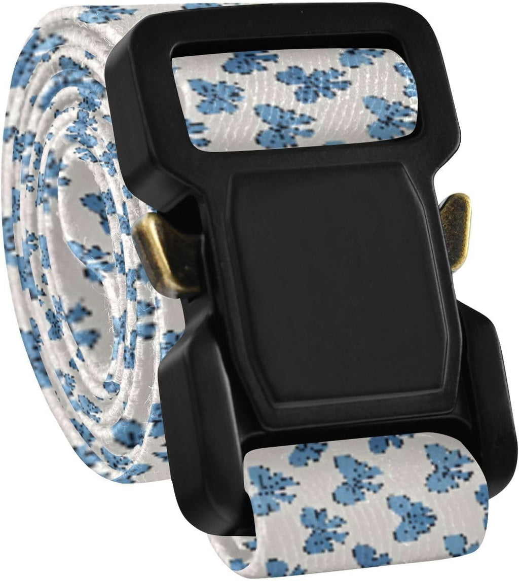 Blue Bow Tie Kids Elastic Belt, Adjustable Stretch Waist Belt with Buckle, Youth Belt for Baseball Golf Softball