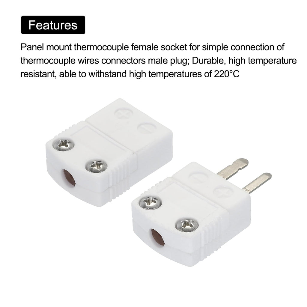 MECCANIXITY Mini K Type Ceramics Thermocouple Wire Connectors, 2 Set