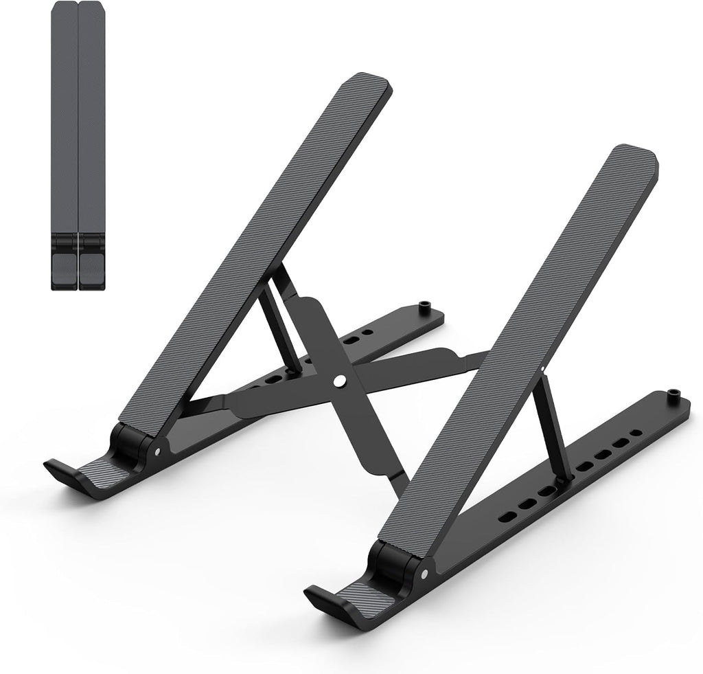 Laptop Stand for Desk, Adjustable Laptop Riser ABS+Silicone Foldable Portable Notebook Holder, Ventilated Cooling