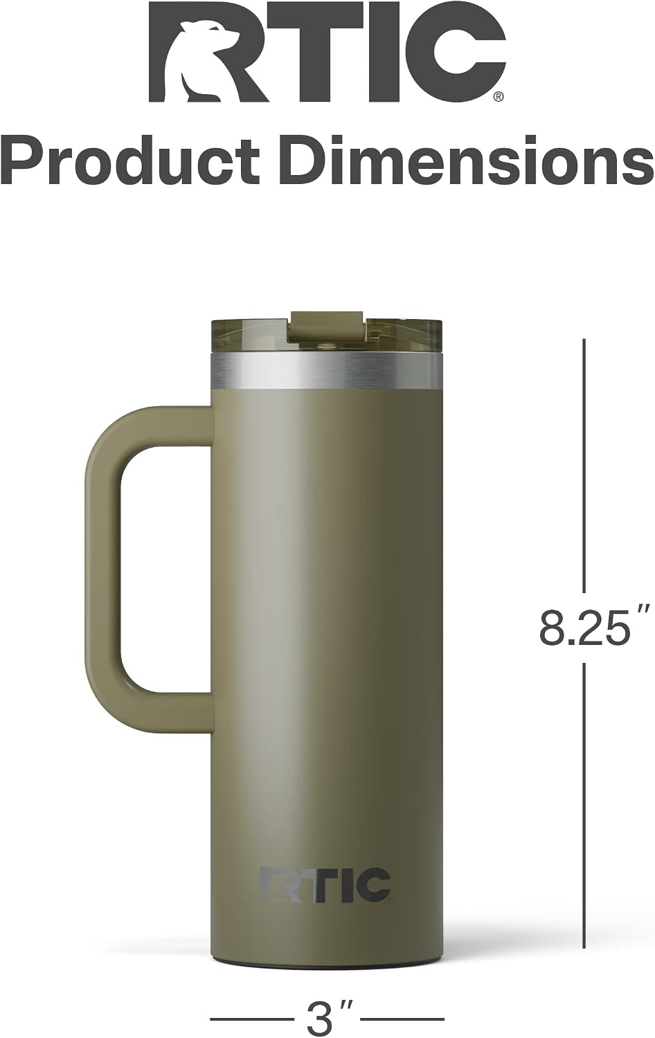 20oz Road Trip Travel Mug with Lid and Handle, Ceramic Lined, Insulated, Stainless Steel, Metal, Double Wall