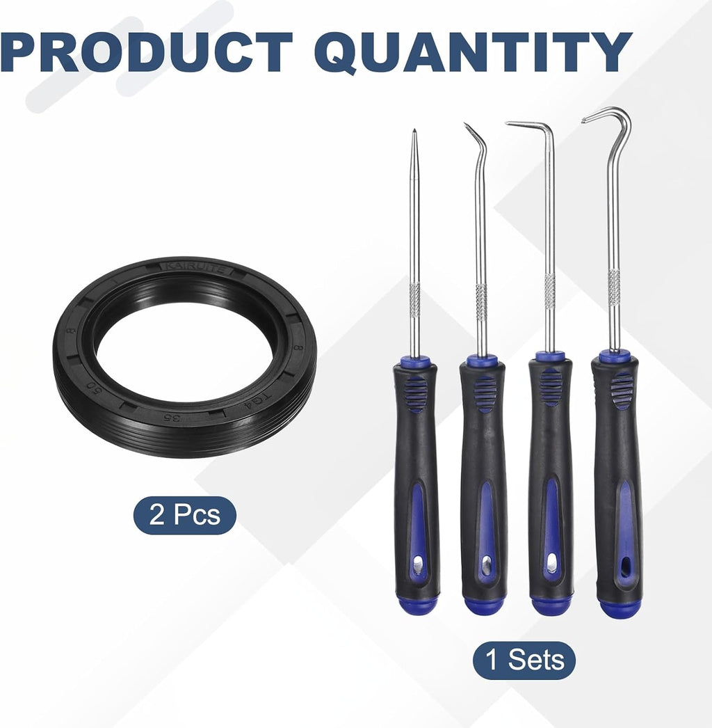 uxcell Oil Seal,35x50x8mm TC Nitrile Rubber Double Lip Cover with Hook Kit