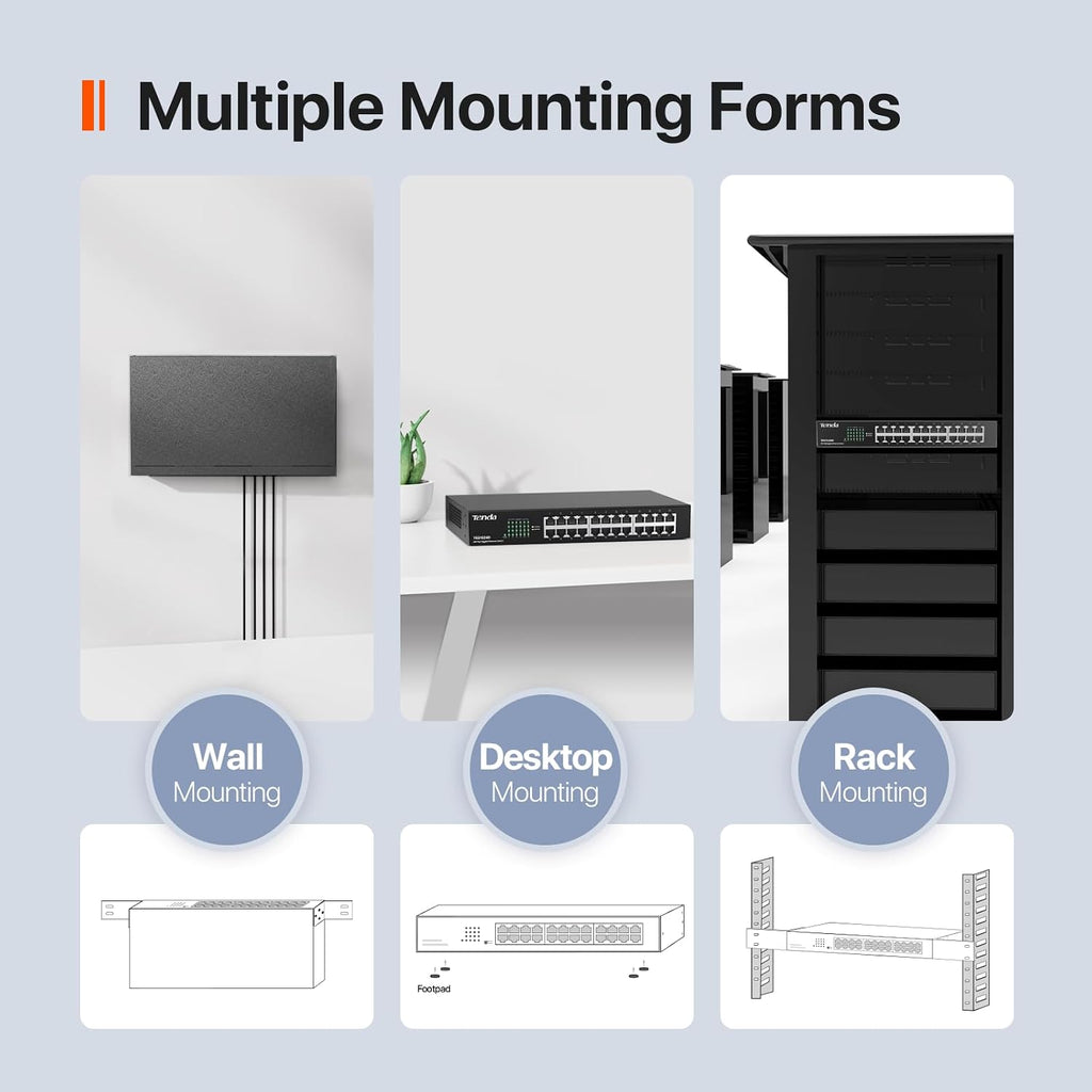 24 Port Gigabit Ethernet Switch | Rackmount Network Switch | 24*10/100/1000Mbps Shielded Ports | Unmanaged | Plug &