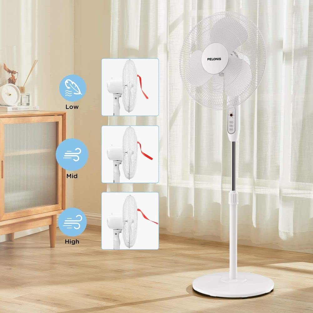 16" Adjustable Oscillating Pedestal Fan with Remote for Bedroom