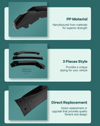 3PCS Black PP Front Bumper Body Kit Spoiler Chin Spoiler
