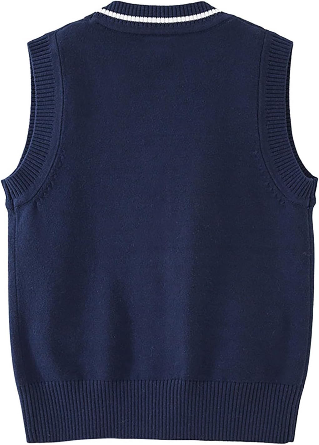 Kids School Uniform Sweater Vest V Neck Sleeveless Knit Cardigan Boys Back to School Button Knitted Tops with Pockets