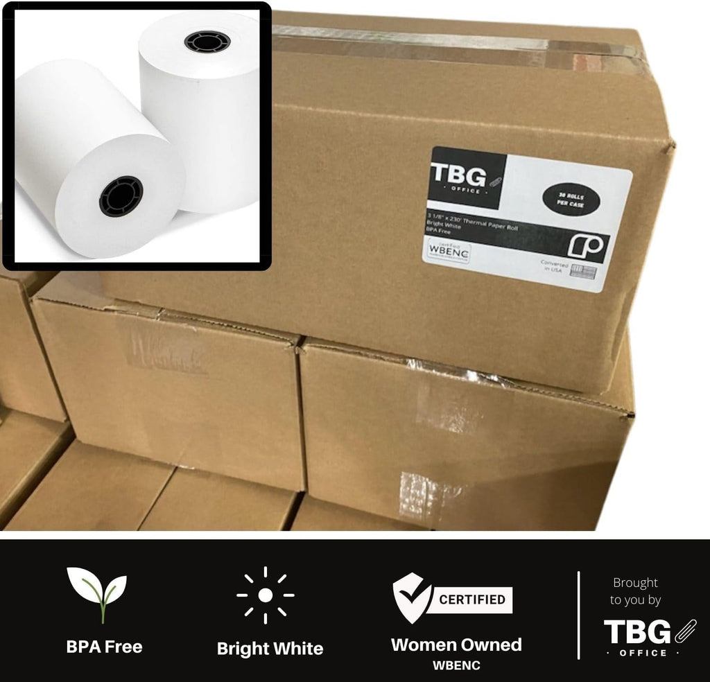 3 1/8” x 230' Thermal Paper Rolls - BPA FREE – MADE IN USA - Receipt paper rolls – Point of Sale Cash Register