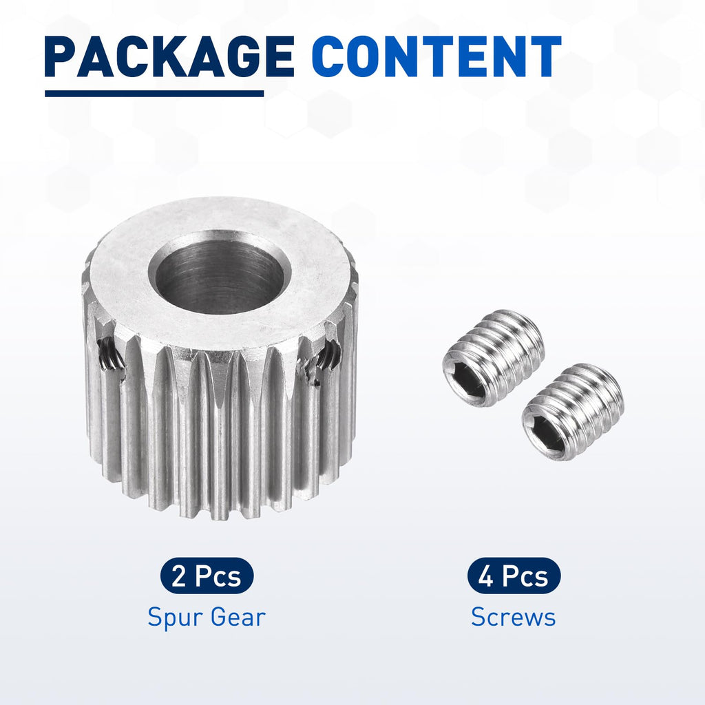 DTGN Spur Gear 1Mod 24 Teeth 13mm Thickness 12mm Bore 2Pcs