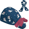 Scrub Caps Women Ponytail, Adjustable Surgical Caps with Buttons and Sweatband, Bouffant Hat with Hair Scrunchy