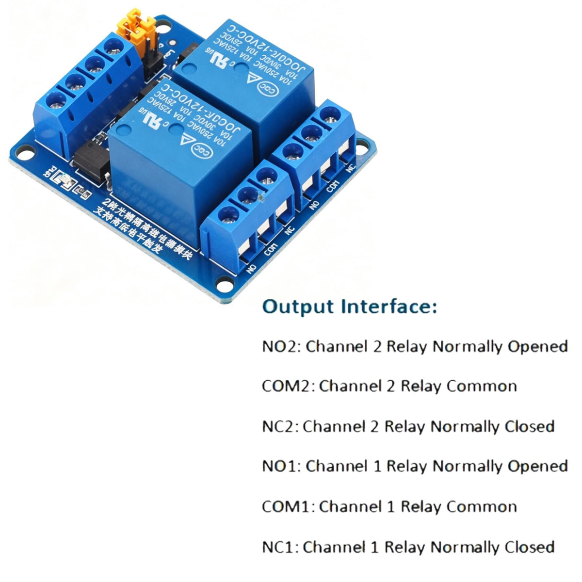 AEDIKO 2pcs 2 Channel Relay Module DC 12V Relay Switch Board with Optocoupler Isolation, High or Low Level Trigger PLC Control Board