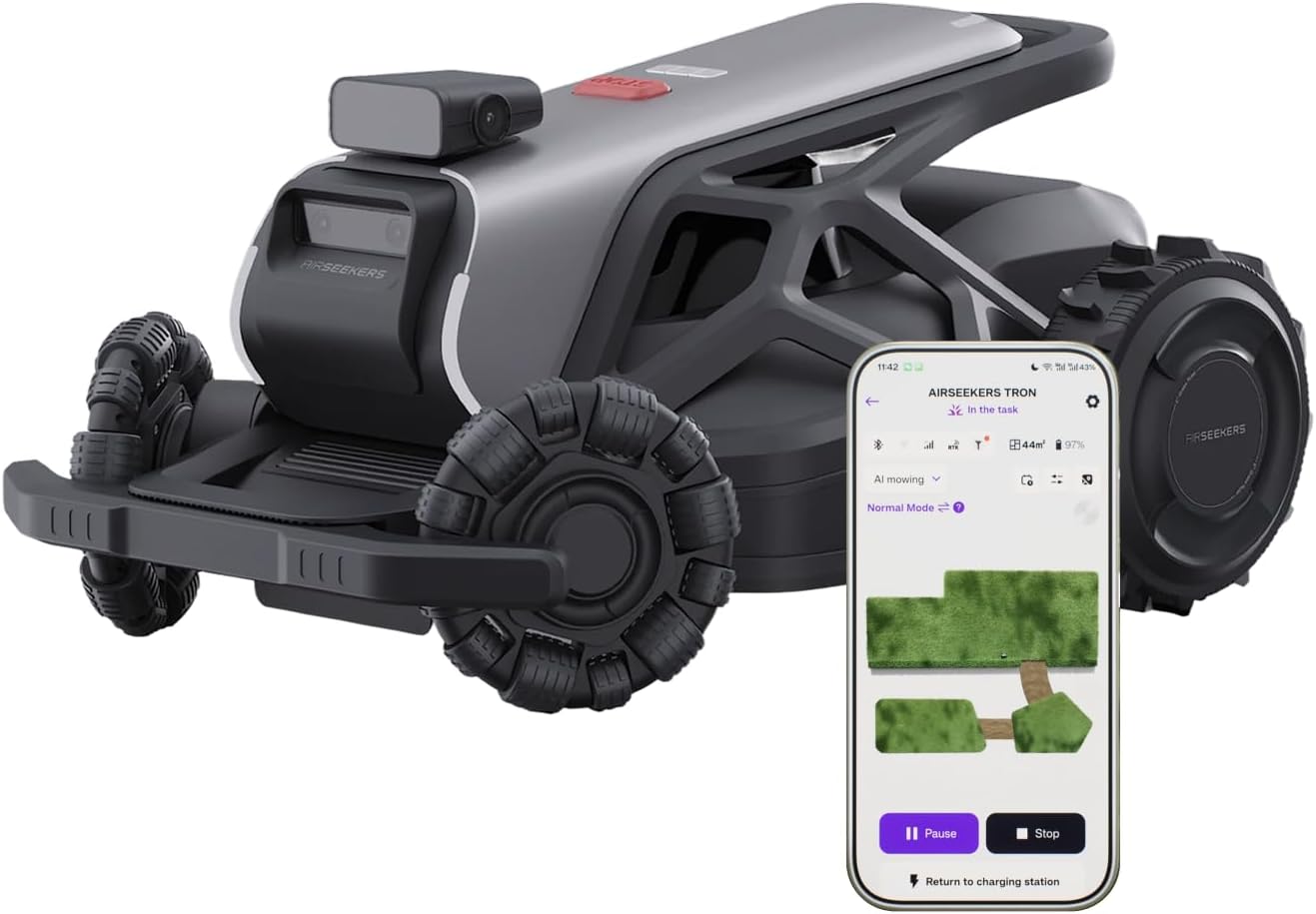 TRON Robot Lawn Mower 1 Acres, NRTK + 5 Vision Wire-Free Robotic Lawnmowe,AI Obstacle Avoidance, No Perimeter