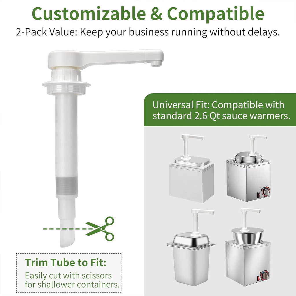 2-Pack Heat-Resistant Sauce Pumps Compatible with 2.6 Qt Warmers