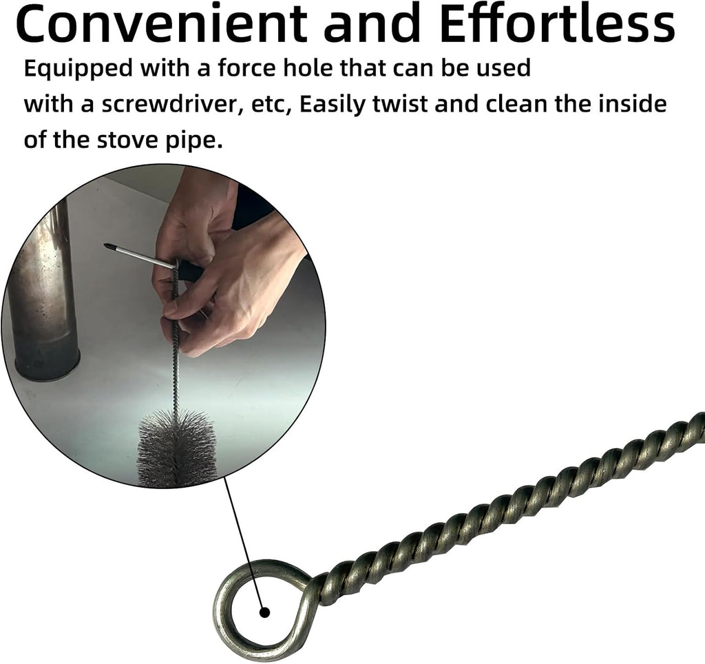 Chimney Brush, Stainless Steel Bristles, 2.5in, Silvery, 11.8in Length, 1.9oz