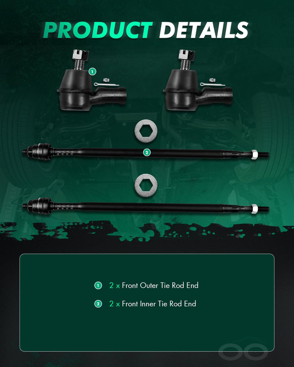 SCITOO 4pcs Tie Rod End Fit 2003-2011 Element