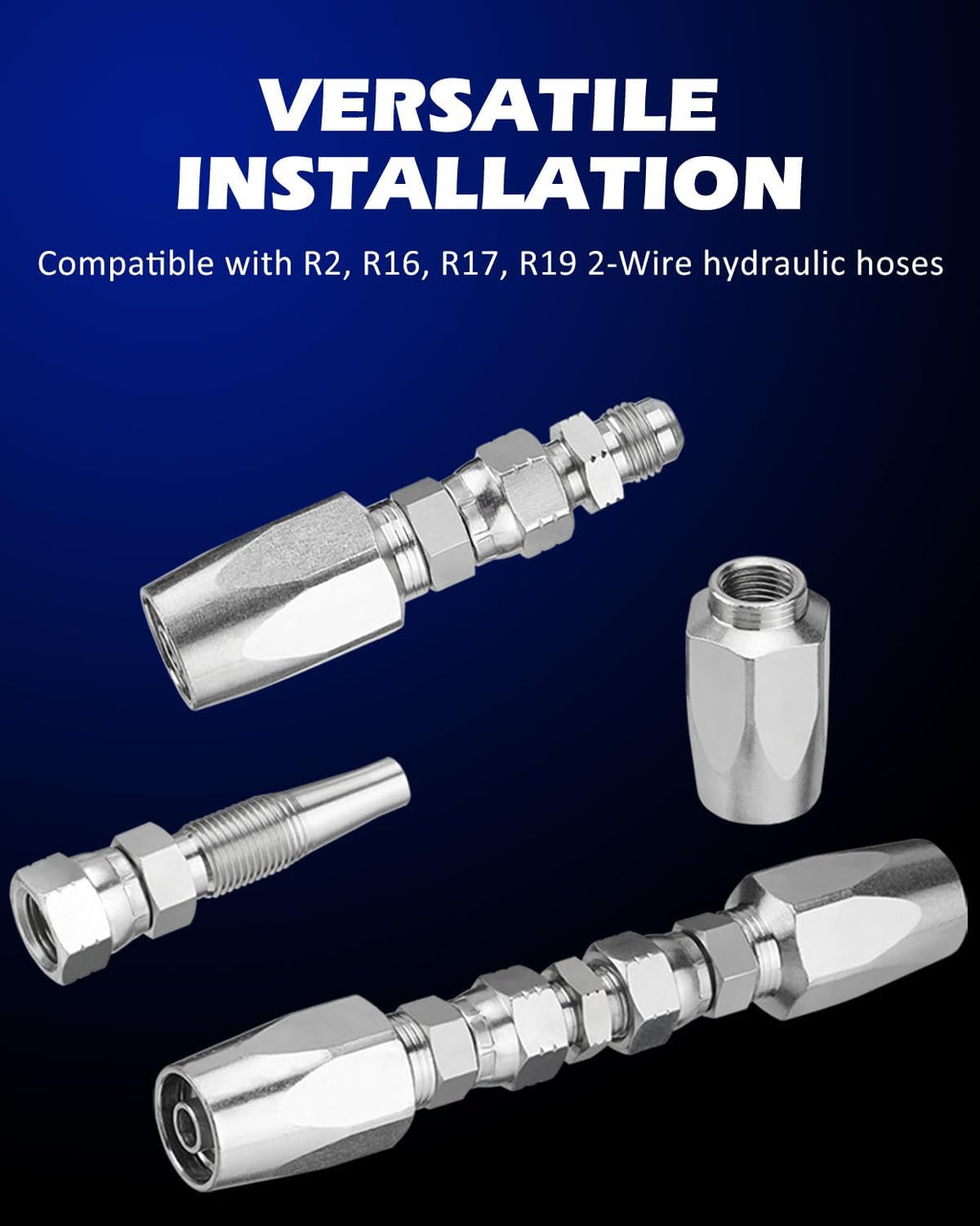 Hydraulic Hose Repair Kit, 3/8" Inner Diameter Reusable, 2-Wire Reusable Hydraulic Repair Fitting