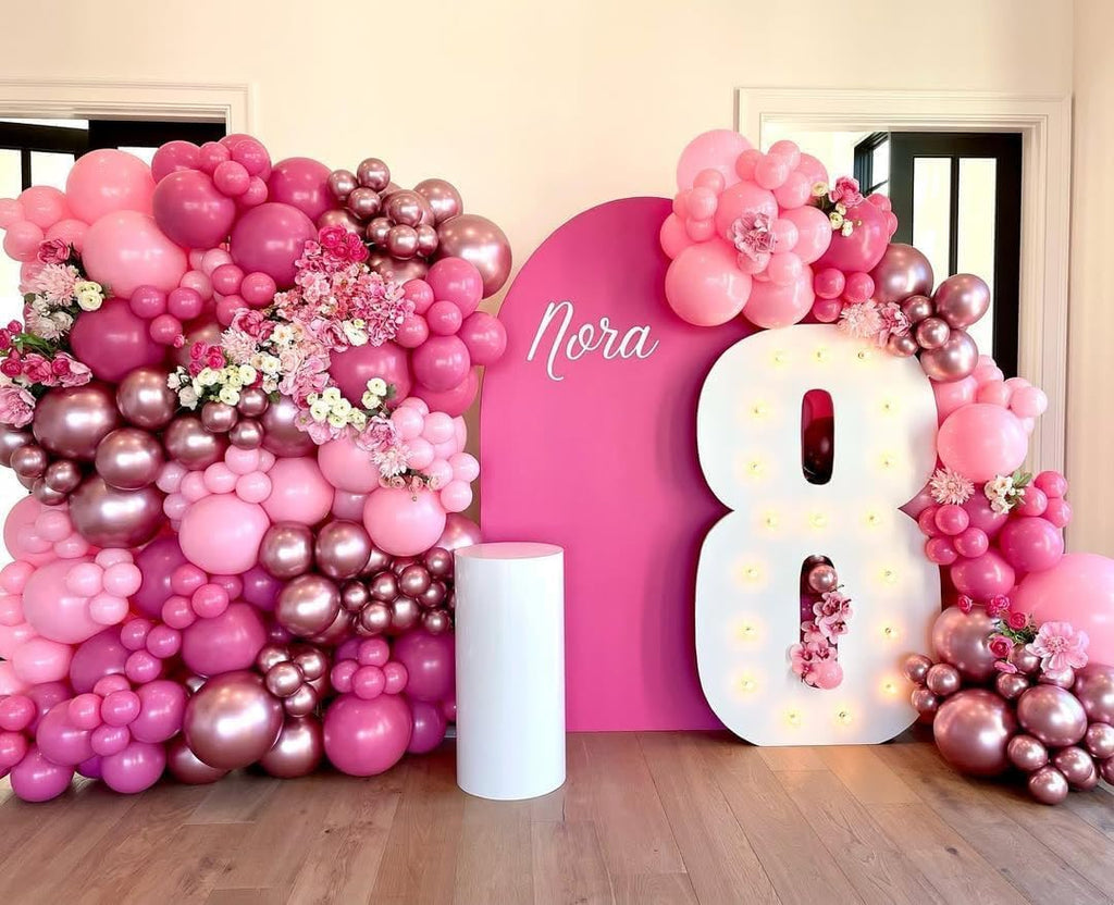 Pink Balloons Garland Arch Kit 163pcs with Star, Hot Pink Metallic Pink Shades of Pink Valentine's Day Balloons for