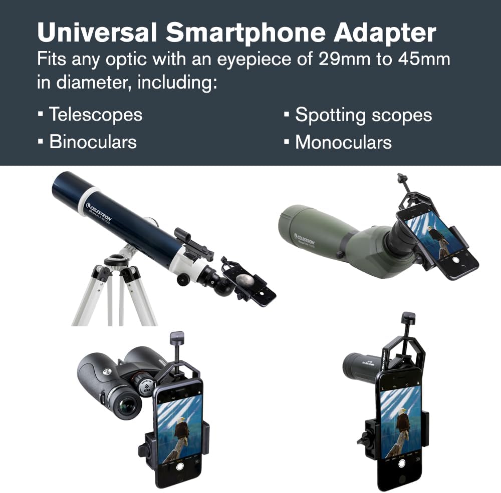 Basic Telescope Eyepiece Smartphone Adapter | Simple Phone Adapter for Telescopes, Binoculars & Spotting Scopes