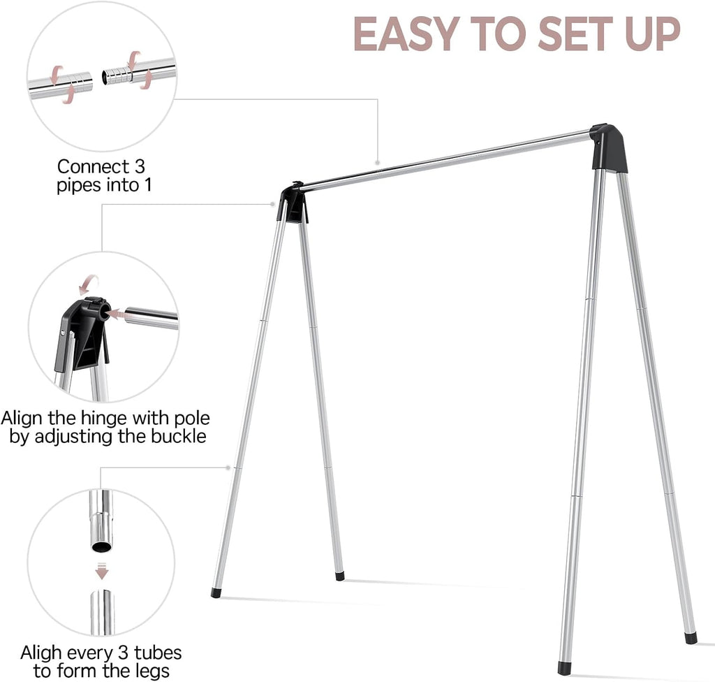 Clothes Drying Rack Foldable, Portable Clothes Rack for Travel | Stainless Steel, Folds Flat to Storage, Lightweight