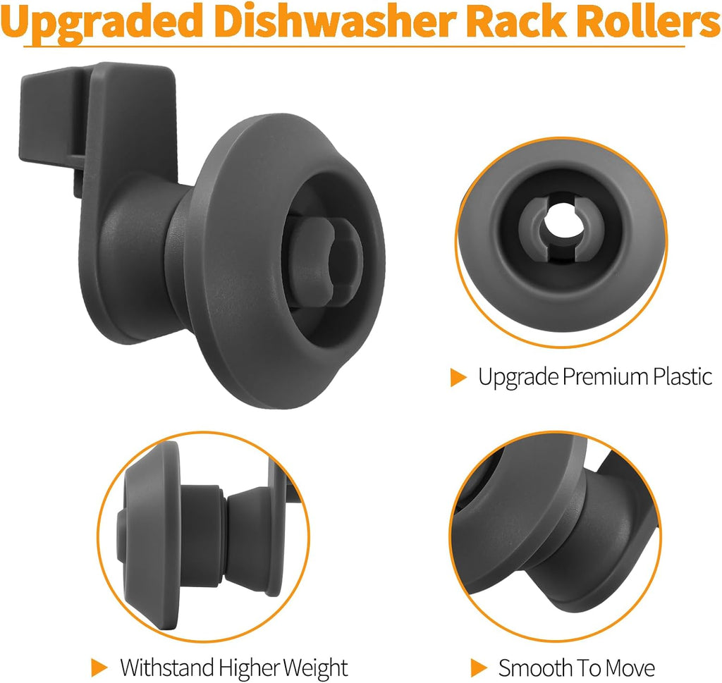 Upgraded 154522902 Dishwasher Dishrack Roller Wheels Replacement Parts for Frigidaire Dishwasher Rack Upper Roller 5304535380 Rack Parts Frigidaire Kenmore Dishwasher Roller Basket Top Wheels 4Pcs