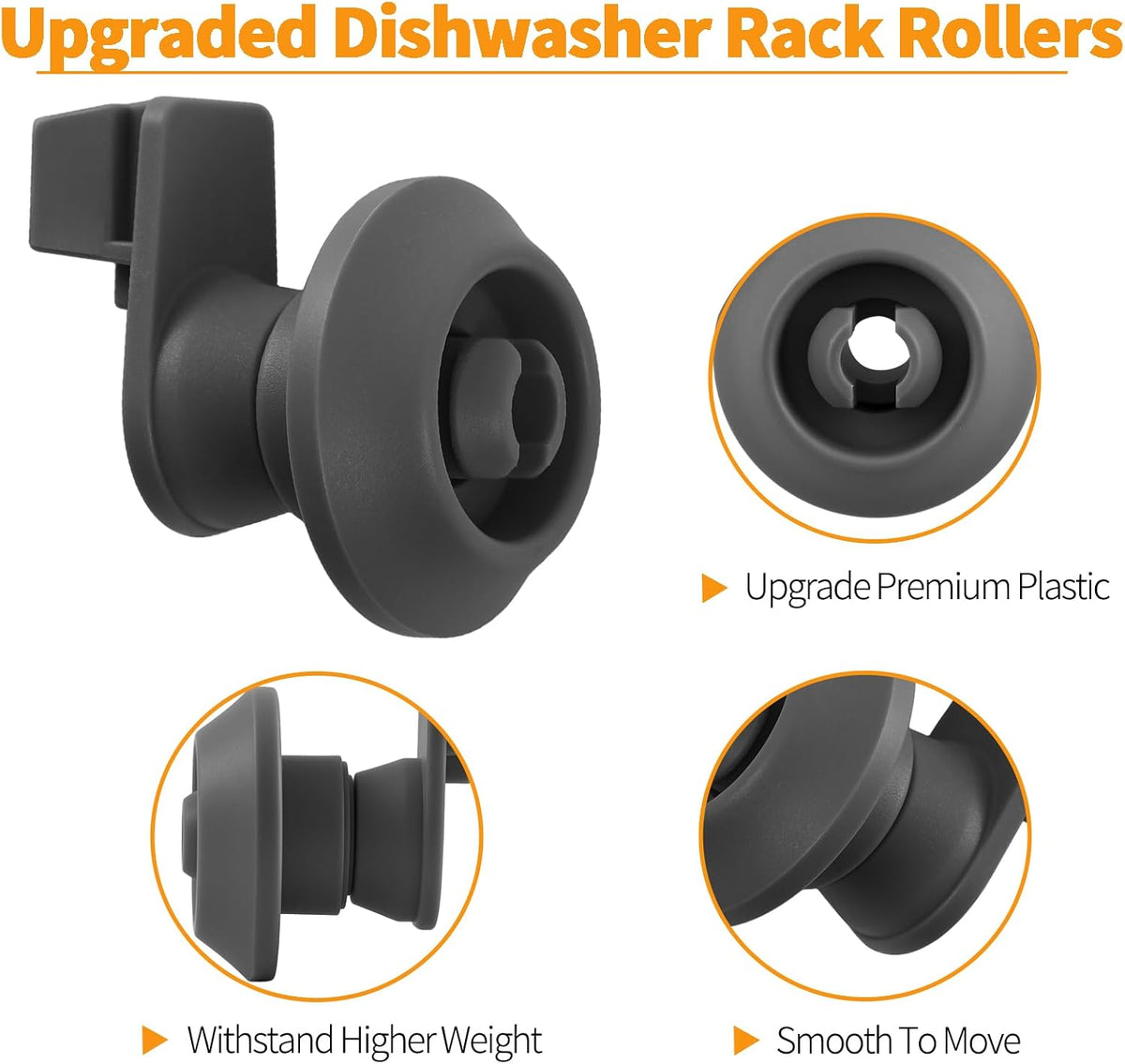 Upgraded 154522902 Dishwasher Dishrack Roller Wheels Replacement Parts for Frigidaire Dishwasher Rack Upper Roller 5304535380 Rack Parts Frigidaire Kenmore Dishwasher Roller Basket Top Wheels 4Pcs