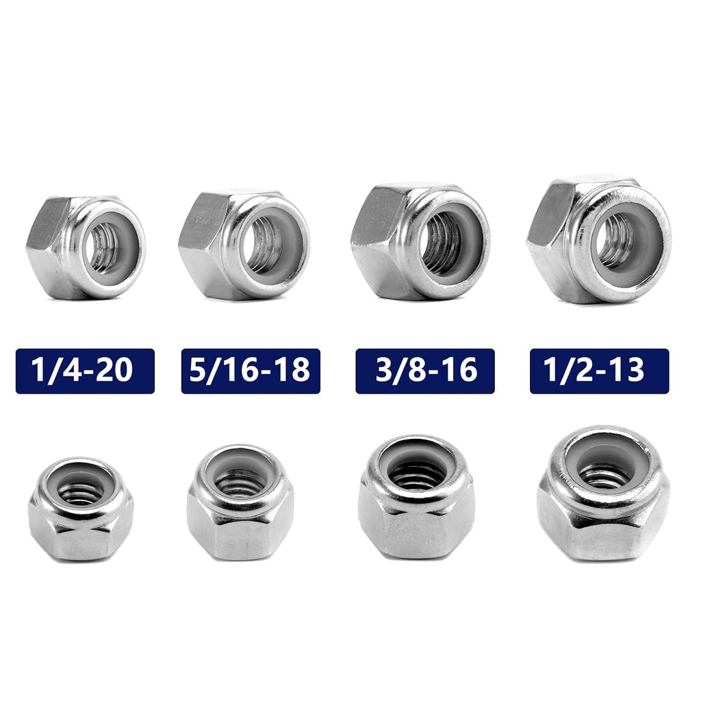 5/16-18 Nylon Insert Hex Lock Nuts 100Pcs 304 Stainless Steel Locknuts, Hex Drive, Bright Finish, by SG TZH