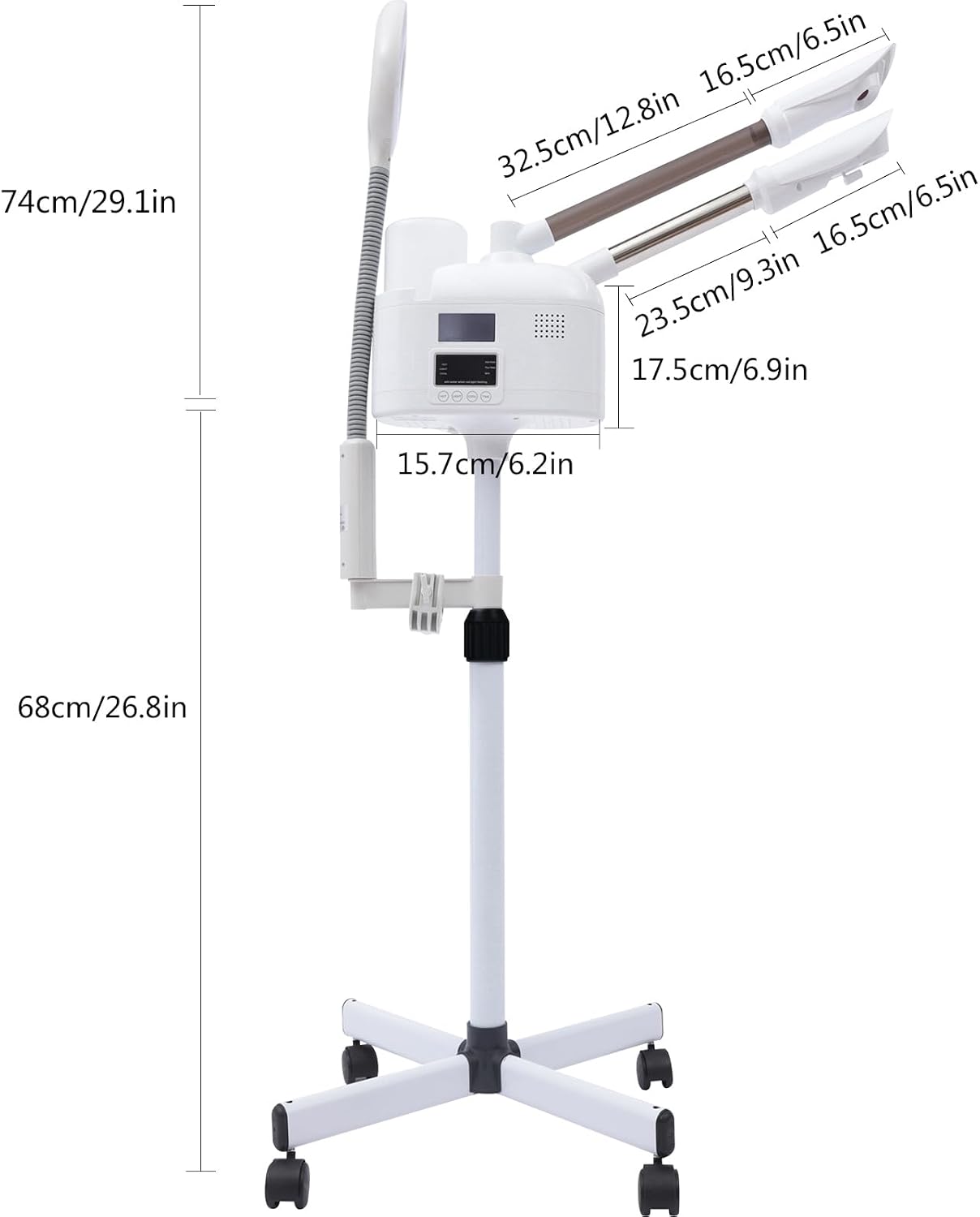 Professional 3-in-1 Nano Facial Steamer with Hot & Cold Mist, LED Magnifying Lamp, 360° Adjustable Face Steamer
