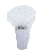 White Polka Dot Tulle Decor - 6" x 25 Yards, Wedding