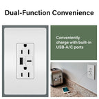 Legrand 15 Amp TR Spec Grade Outlet USB Type A/C White 1 Pack