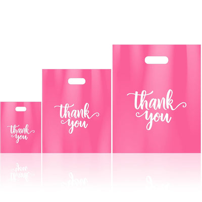 200 Pcs Thank You Bags Plastic Bags with Handles Shopping Bag Pack