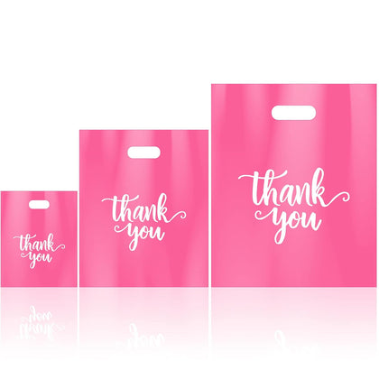 200 Pcs Thank You Bags Plastic Bags with Handles Shopping Bag Pack