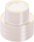 200PCS Clear Gold Plastic Plate, Disposable Party Plates