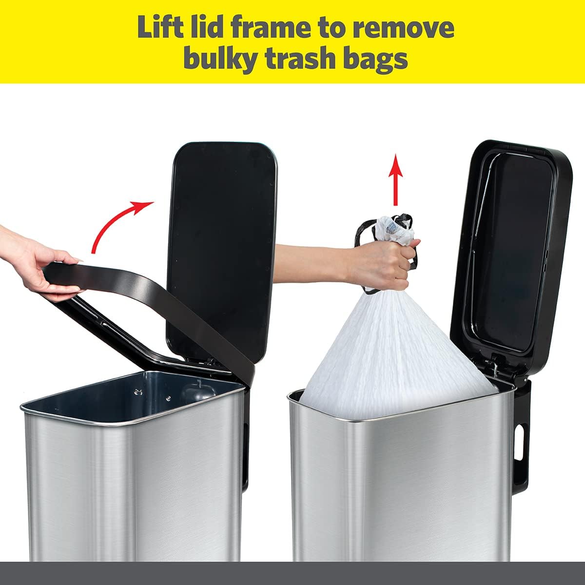 Slim Trash Can with Clorox Odor Protection - Narrow Kitchen Garbage Bin with Soft Close Lid, Step On Foot Pedal and