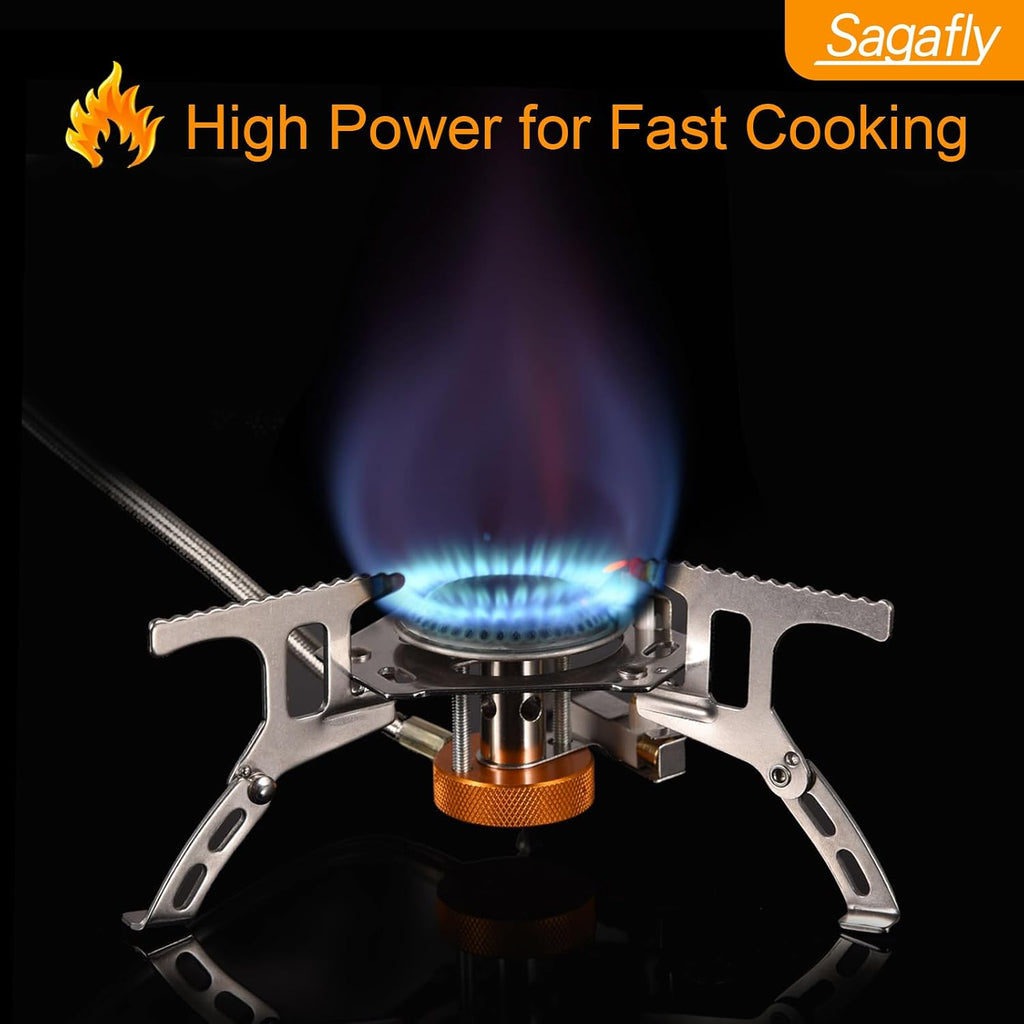 Portable Camping Gas Stove with 1LB Propane Tank Adapter | Foldable Camp Stove Backpacking Stove with Piezo Ignition