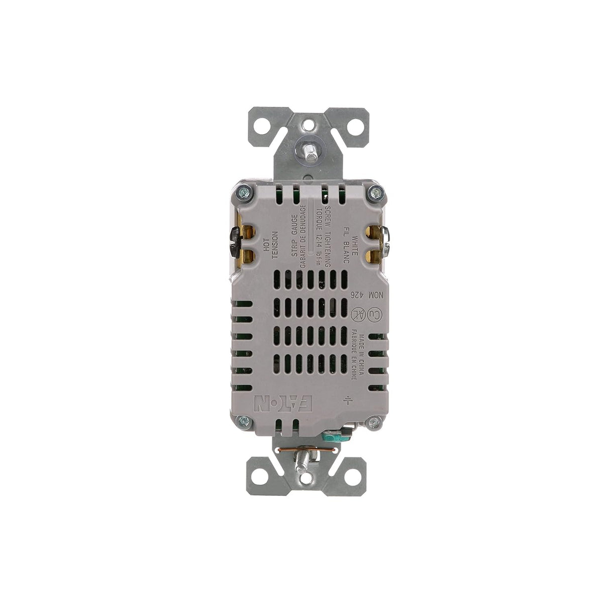 Eaton 3.6A USB Type A Charger with TR Duplex Receptacle 15A/125V Without Wallplate, White