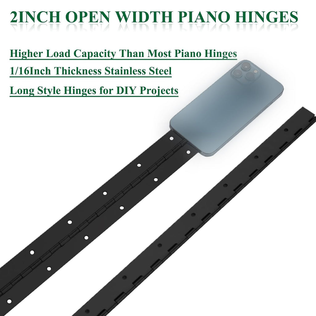 4Pack 16” Heavy Duty Piano Hinge Stainless Black Continuous & Piano Hinges