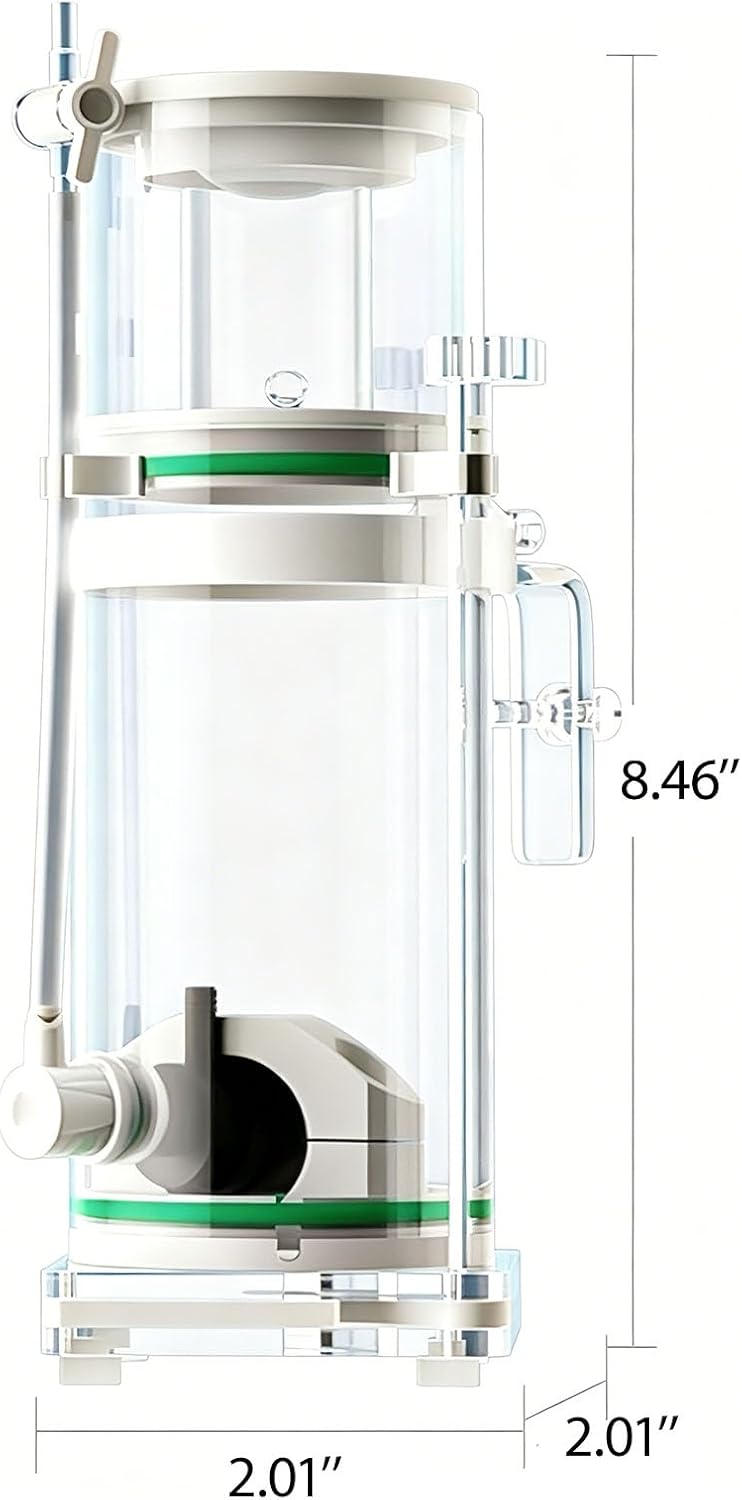 Protein skimmer for saltwater aquariums, suitable for coral tanks with a capacity of no more than 80 gallons. DC