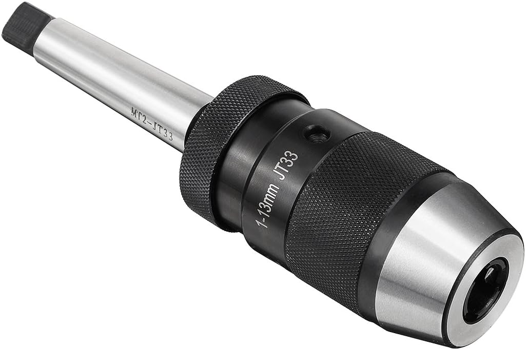 uxcell Keyless Drill Chuck MT2 Morse Taper Mount Adjustable 1/32"-1/2" (1mm-13mm) 3-Jaw for Lathes Milling Drilling Machine